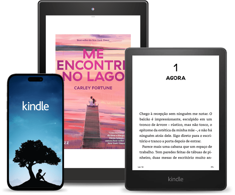 Livro aberto no celular, tablet e Kindle